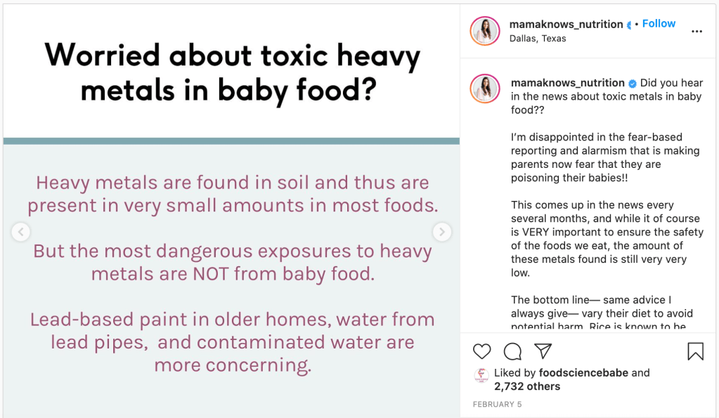"Toxic metals" in baby food - should you be concerned?